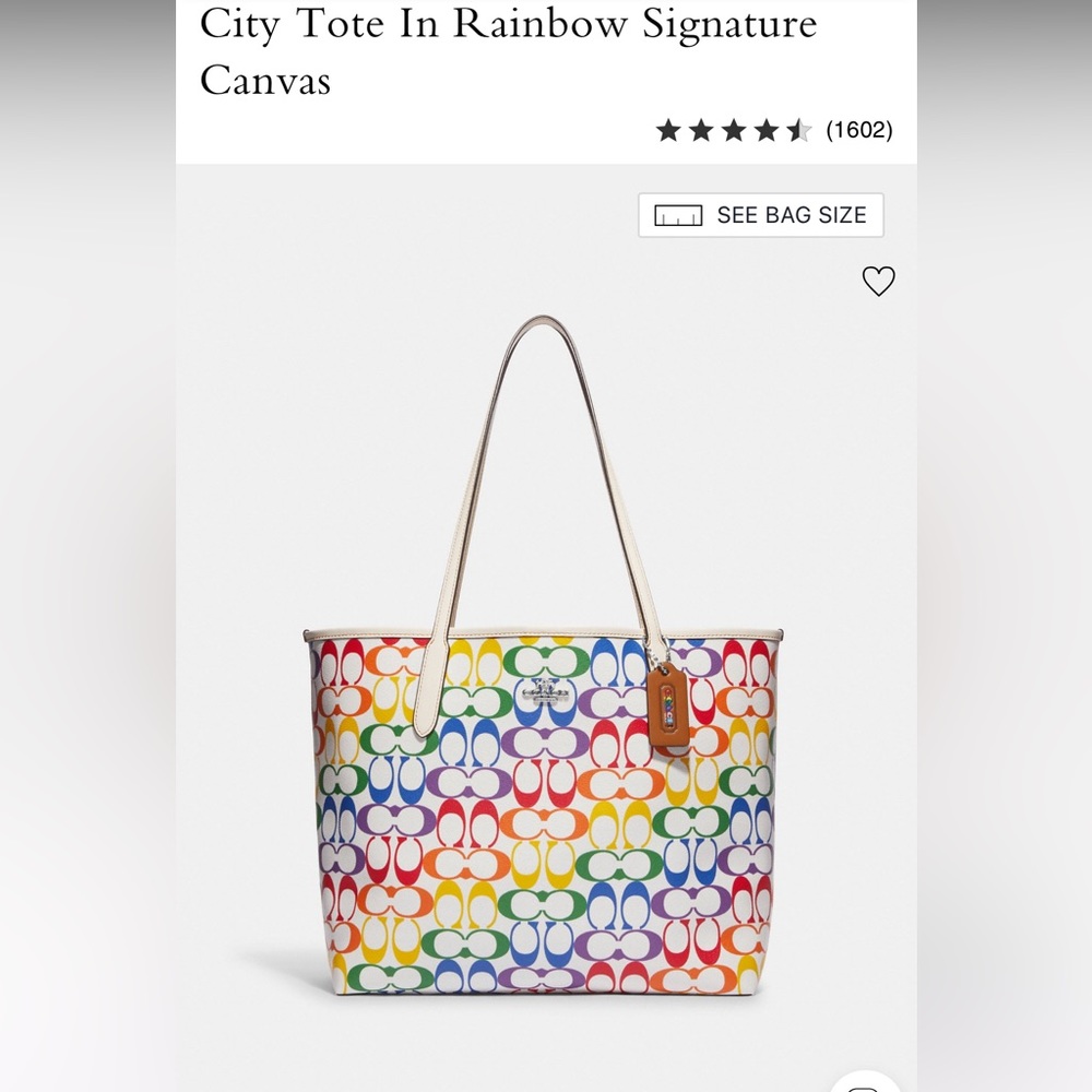 ❤️🧡💛💚💙💜 Reversible COACH CITY TOTE PRIDE ❤️🧡💛💚💙💜